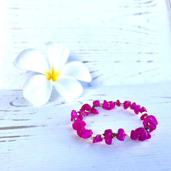 Gemstone Stretch Bracelet - Rose Turquoise - Picture 2 of 3